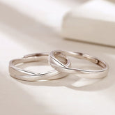 interweave brushed silver couple ring for women